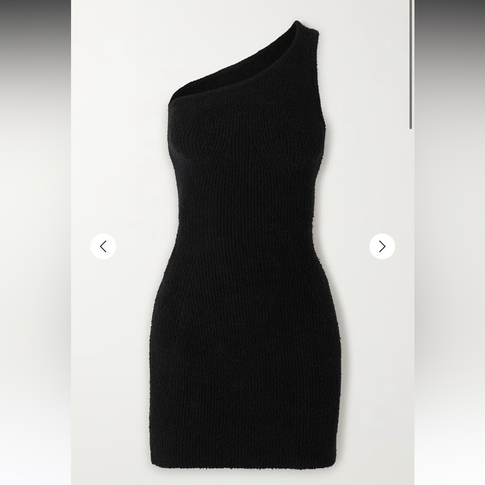 WARDROBE.NYC
Hailey Bieber one-shoulder ribbed cotton-blend mini dress